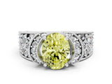 White gold Fancy Yellow Oval  Halo Pave Diamond Engagement Ring with Milgrain Detailing_48