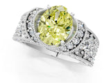 White gold Fancy Yellow Oval  Halo Pave Diamond Engagement Ring with Milgrain Detailing_49