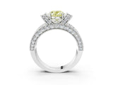 White gold Fancy Yellow Oval  Halo Pave Diamond Engagement Ring with Milgrain Detailing_51