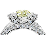 White gold Fancy Yellow Oval  Halo Pave Diamond Engagement Ring with Milgrain Detailing_52
