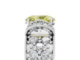 White gold Fancy Yellow Oval  Halo Pave Diamond Engagement Ring with Milgrain Detailing_53