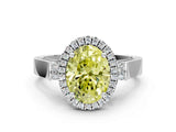 White gold Fancy Yellow Oval  Halo Pave Split Shank Prong Setting Ring_81