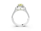 White gold Fancy Yellow Oval  Halo Pave Split Shank Prong Setting Ring_84