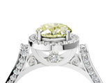 White gold Fancy Yellow Oval  Halo Pave Split Shank Prong Setting Ring_85