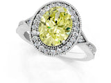 White gold Fancy Yellow Oval  Halo Round Diamond Milgrain Pave Engagement Ring_10