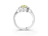 White gold Fancy Yellow Oval  Halo Round Diamond Milgrain Pave Engagement Ring_12