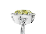 White gold Fancy Yellow Oval  Halo Round Diamond Milgrain Pave Engagement Ring_20