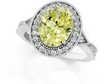 White gold Fancy Yellow Oval  Halo Round Diamond Milgrain Pave Engagement Ring_23
