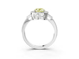 White gold Fancy Yellow Oval  Halo Round Diamond Milgrain Pave Engagement Ring_30
