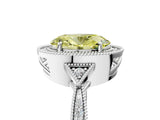 White gold Fancy Yellow Oval  Halo Round Diamond Milgrain Pave Engagement Ring_32