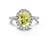 White gold Fancy Yellow Oval  Halo Round Diamond Pavé Band Four-Prong Ring_3