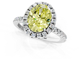 White gold Fancy Yellow Oval  Halo Round Diamond Pavé Band Four-Prong Ring_4