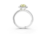 White gold Fancy Yellow Oval  Halo Round Diamond Pavé Band Four-Prong Ring_6