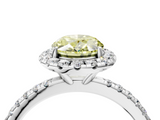 White gold Fancy Yellow Oval  Halo Round Diamond Pavé Band Four-Prong Ring_7