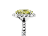 White gold Fancy Yellow Oval  Halo Round Diamond Pavé Band Four-Prong Ring_8