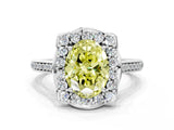 White gold Fancy Yellow Oval  Halo Round Diamond Pave Band with Four-Prong Setting_50