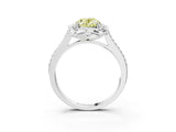 White gold Fancy Yellow Oval  Halo Round Diamond Pave Band with Four-Prong Setting_53