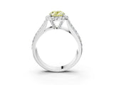 White gold Fancy Yellow Oval  Halo Round Diamond Pave Band with Prong Setting_15