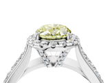 White gold Fancy Yellow Oval  Halo Round Diamond Pave Band with Prong Setting_16