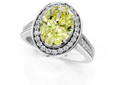 White gold Fancy Yellow Oval  Halo Solitaire Diamond Ring with Pave Band and Bezel Setting_50