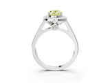 White gold Fancy Yellow Oval  Halo Solitaire Diamond Ring with Pave Band and Bezel Setting_52