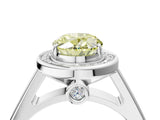 White gold Fancy Yellow Oval  Halo Solitaire Diamond Ring with Pave Band and Bezel Setting_53