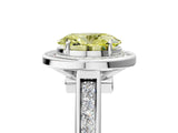 White gold Fancy Yellow Oval  Halo Solitaire Diamond Ring with Pave Band and Bezel Setting_54