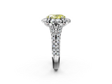 White gold Fancy Yellow Oval  Halo Split Shank Diamond Engagement Ring with Pave Band and Four-Prong Setting_56