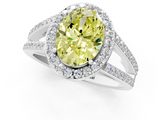White gold Fancy Yellow Oval  Halo Split Shank Diamond Ring with Four-Prong Setting_33