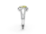 White gold Fancy Yellow Oval  Halo Split Shank Diamond Ring with Four-Prong Setting_34