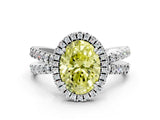 White gold Fancy Yellow Oval  Halo Split Shank Diamond Ring with Pavé Setting_38