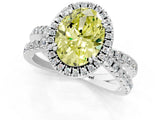 White gold Fancy Yellow Oval  Halo Split Shank Diamond Ring with Pavé Setting_39