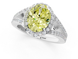 White gold Fancy Yellow Oval  Halo Split Shank Diamond Ring with Prong Setting_21