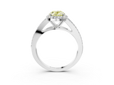 White gold Fancy Yellow Oval  Halo Split Shank Diamond Ring with Prong Setting_23