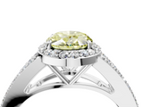 White gold Fancy Yellow Oval  Halo Split Shank Diamond Ring with Prong Setting_24