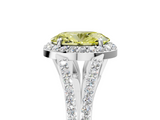 White gold Fancy Yellow Oval  Halo Split Shank Diamond Ring with Prong Setting_25