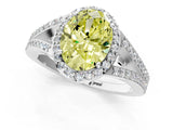 White gold Fancy Yellow Oval  Halo Split Shank Pave Diamond Ring with Four-Prong Setting_49