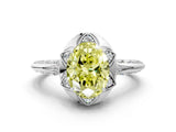 White gold Fancy Yellow Oval  Halo Split Shank Pave Diamond Ring with Petal Prong Setting_32