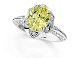 White gold Fancy Yellow Oval  Halo Split Shank Pave Diamond Ring with Petal Prong Setting_33