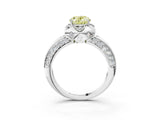 White gold Fancy Yellow Oval  Halo Split Shank Pave Diamond Ring with Petal Prong Setting_35