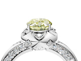 White gold Fancy Yellow Oval  Halo Split Shank Pave Diamond Ring with Petal Prong Setting_36