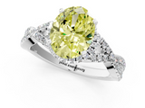 White gold Fancy Yellow Oval  Halo Twist Band Solitaire Prong Setting Ring_123