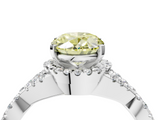 White gold Fancy Yellow Oval  Halo Twist Band Solitaire Prong Setting Ring_126