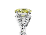 White gold Fancy Yellow Oval  Halo Twist Band Solitaire Prong Setting Ring_127