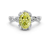 White gold Fancy Yellow Oval  Halo Twist Band Solitaire Ring with Six-Prong Setting_32
