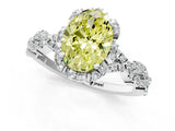 White gold Fancy Yellow Oval  Halo Twist Band Solitaire Ring with Six-Prong Setting_33