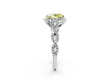 White gold Fancy Yellow Oval  Halo Twist Band Solitaire Ring with Six-Prong Setting_34