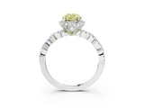 White gold Fancy Yellow Oval  Halo Twist Band Solitaire Ring with Six-Prong Setting_35