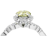 White gold Fancy Yellow Oval  Halo Twist Band Solitaire Ring with Six-Prong Setting_36