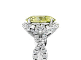 White gold Fancy Yellow Oval  Halo Twist Band Solitaire Ring with Six-Prong Setting_37